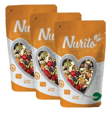 Nurito Dried Fruits Nuts And Seeds (Dried Trail Mix/Breakfast, 750g (3x250g))