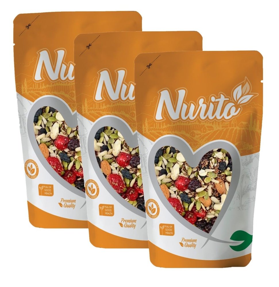 Nurito Dried Fruits Nuts And Seeds (Dried Trail Mix/Breakfast, 750g (3x250g))