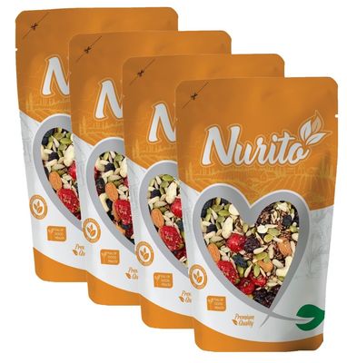 Nurito Dried Fruits Nuts And Seeds (Dried Trail Mix/Breakfast, 1000g (4x250g))