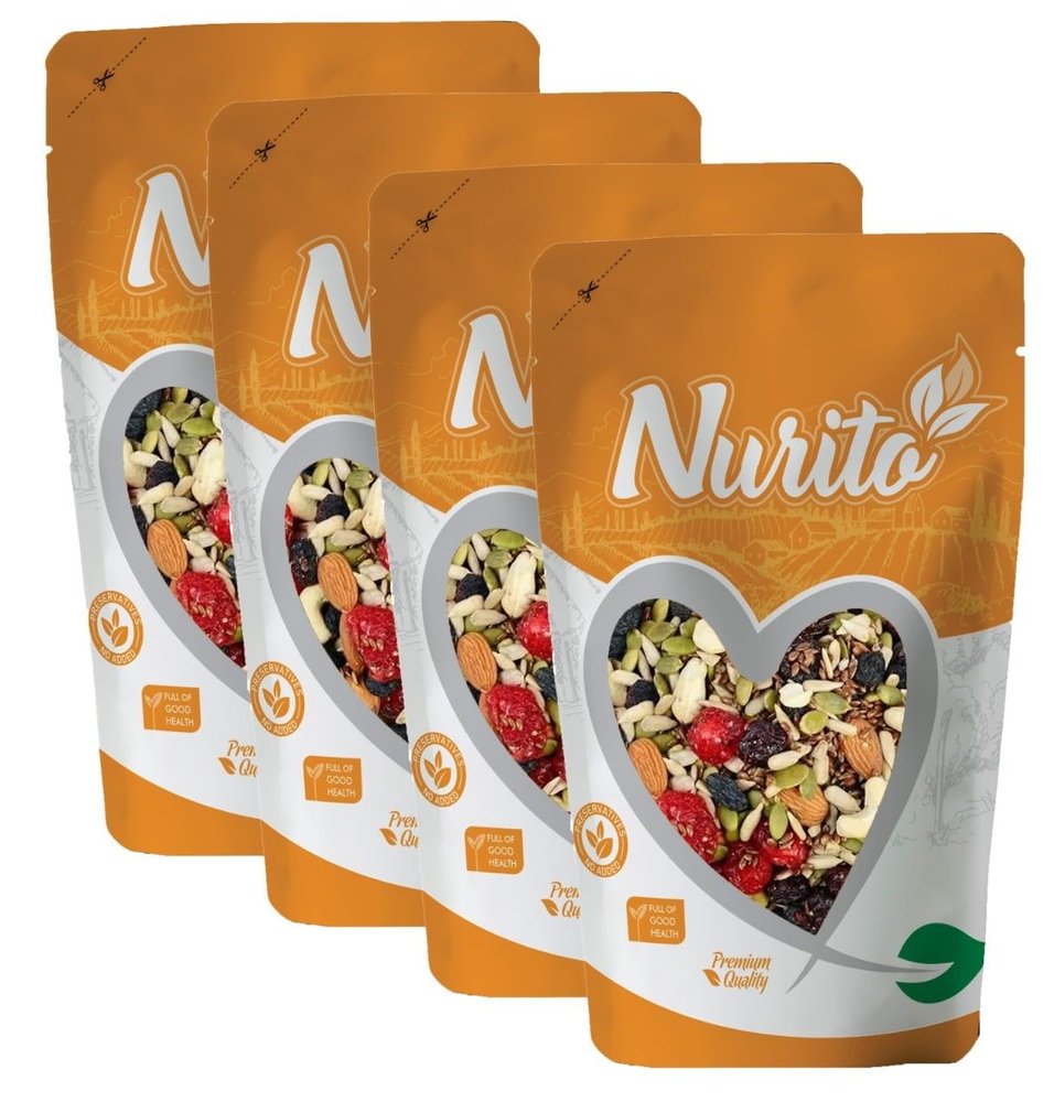 Nurito Dried Fruits Nuts And Seeds (Dried Trail Mix/Breakfast, 1000g (4x250g))