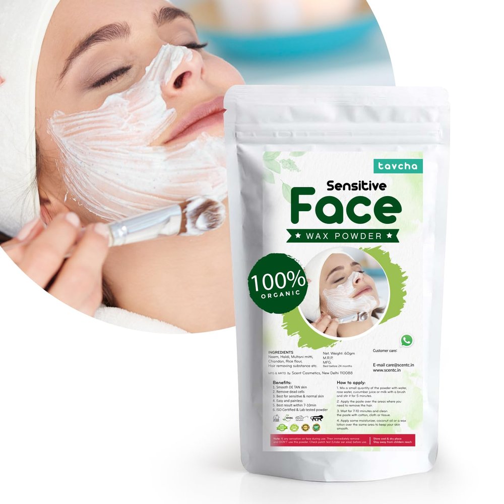 tavcha Sensitive Face Wax Powder, Good for Sensitive Skin, Full Face Wax Powder
