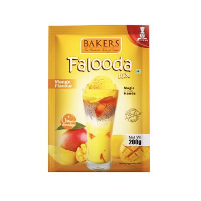 BAKERS Mango Flavored Falooda | 100% Veg | Thick & Velvety Texture | Instant Falooda Mix | Dessert Mix Pack of 3 (200 gm x 3)