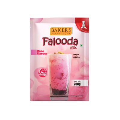 BAKERS Rose Flavored Falooda |100% Veg | Smooth & Delicious | Instant Falooda Premix | Refreshing flavor| Authentic Taste Pack of 3 (200 gm x 3)