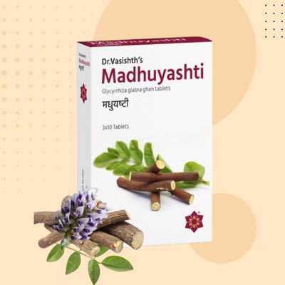 Dr.Vasishths Madhuyashti Tablets | Natural Acidity Relief | Digestive Health Support | 30 Tablets per Pack | 100% Ayurvedic