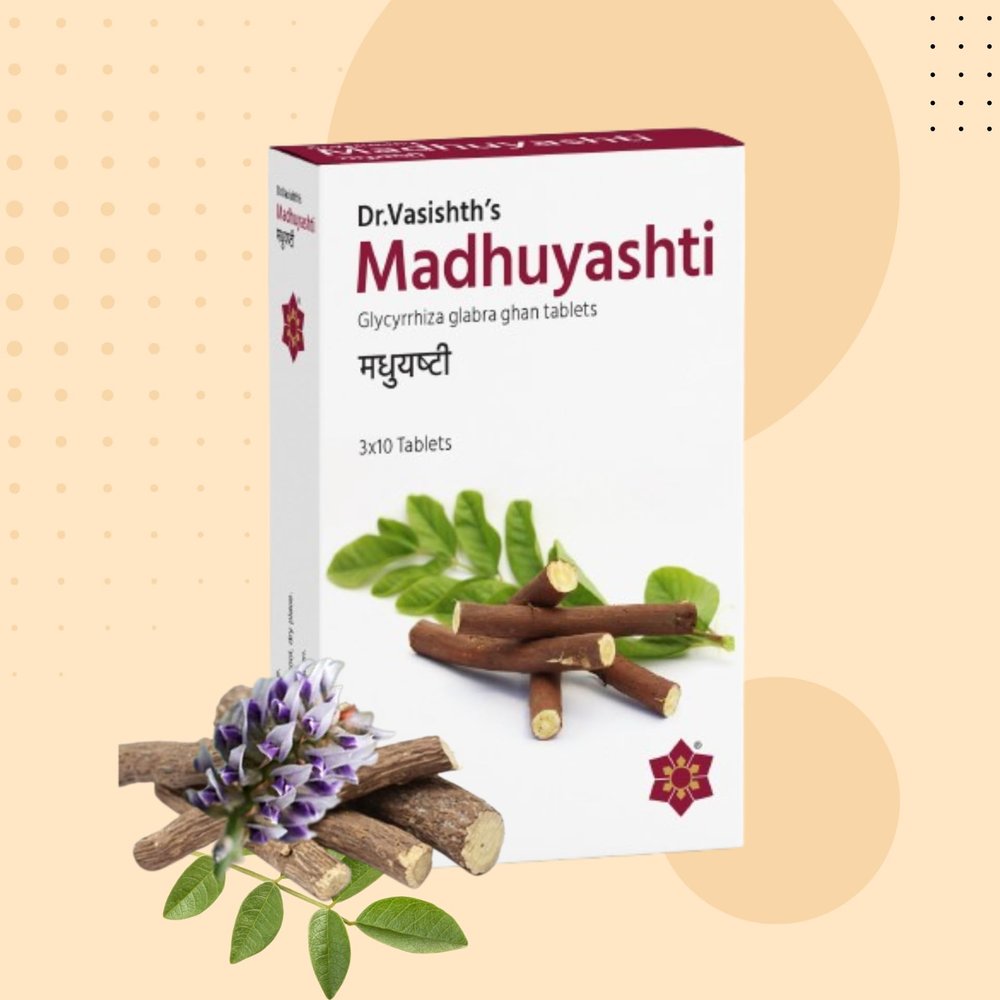 Dr.Vasishths Madhuyashti Tablets | Natural Acidity Relief | Digestive Health Support | 30 Tablets per Pack | 100% Ayurvedic