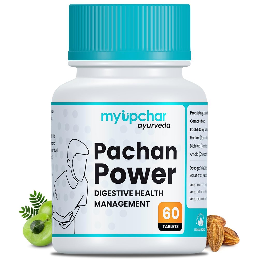 Myupchar Ayurveda Pachan Power - Digestive Tablets | Amla, Haritaki & Bibhitaki | Relieves Constipation, Bloating, Gas, Indigestion & Other Digestive Discomfort | 60 Tablets