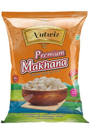 Nutwiz Makhana 200 Grams Fit for Fasting Crunchy and Gluten-Free Fox Nuts Rich in Protein Ideal for Healthy Snacking Phool Makhana for Roasting & Cooking