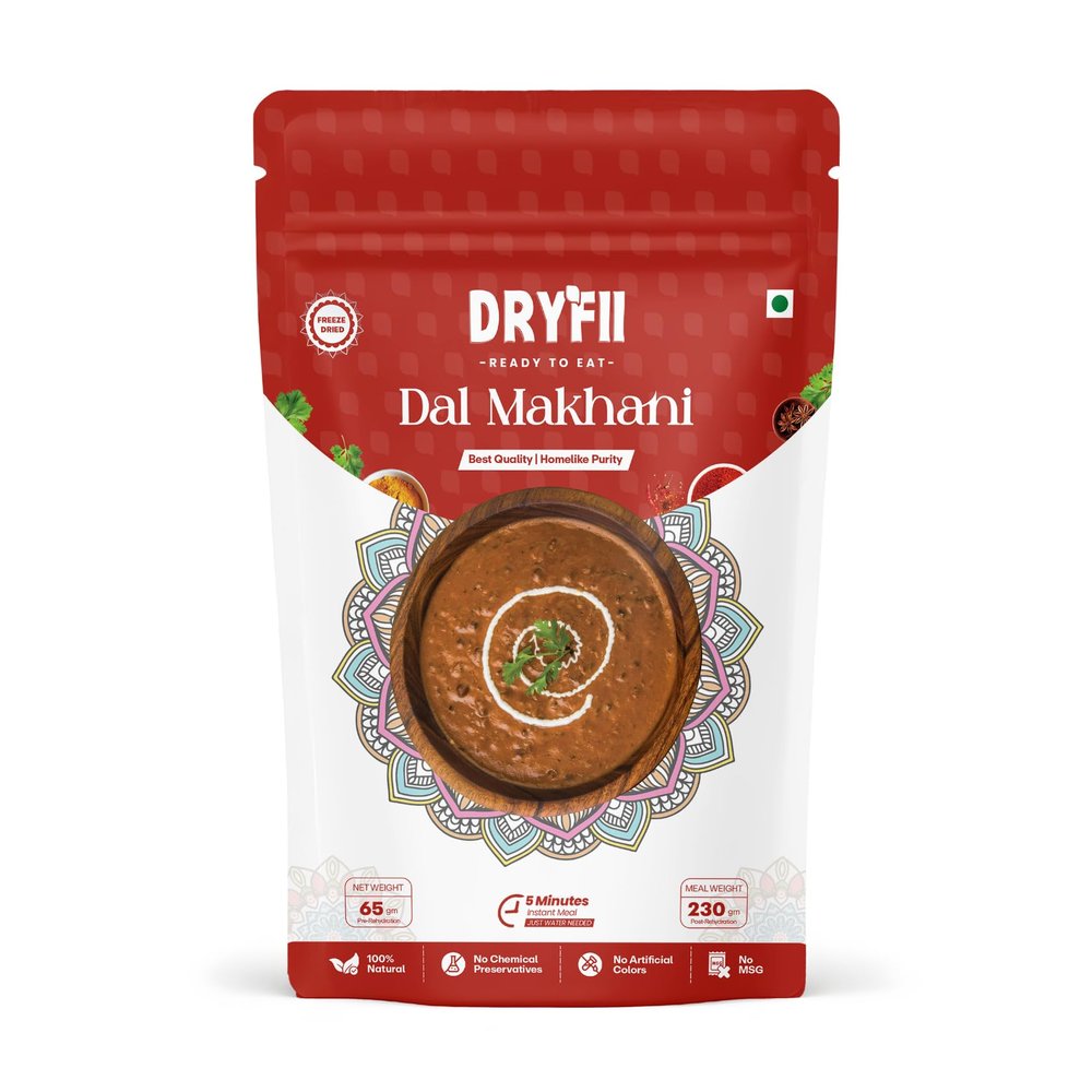 Dryfii Dal Makhani Ready-to-Eat-Food | Instant Meal | Freeze Dried (65 g) | Rehydrated Weight (230 g)
