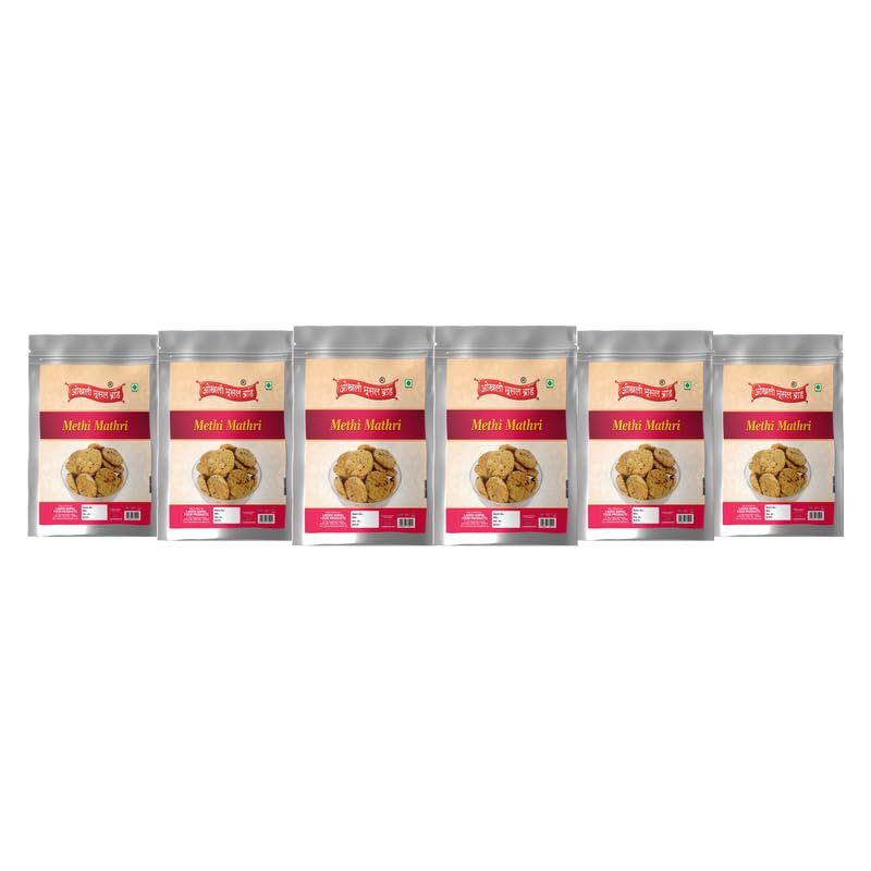 OKHLI MUSAL BRAND Chips Snacks Namkeen |Crispy Crunchy Methi Mathri |Ready to eat Methi Mathri Methi Matthi Party Snacks |Authentic Handmade Namkeen Matri from Rajasthan No Preservatives-900g*6Pack