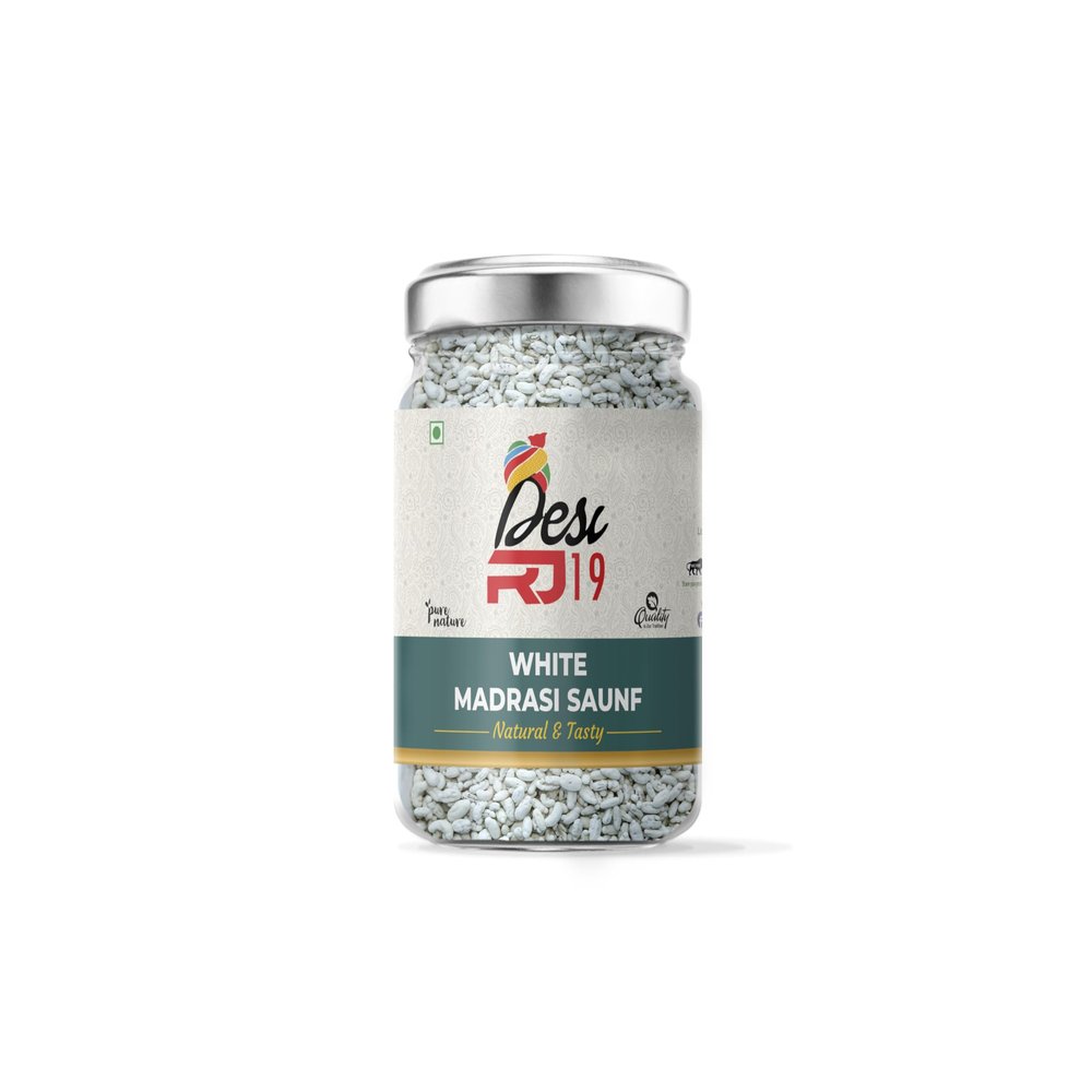 Desi RJ19 Fresh Whole White Sauf, Natural and Organic Mouth Freshner with Aroma, 200gm pack