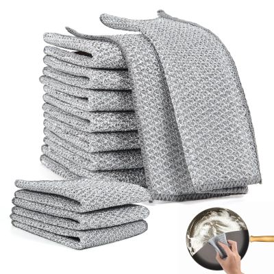 EOOUT 10+10 pcs Multipurpose Wire Dishwashing Rag for Wet and Dry Dish, VTMCUI Multifunctional Non-Scratch Scrubbing Pads Kitchen Cleaning Cloths (10 Silver)