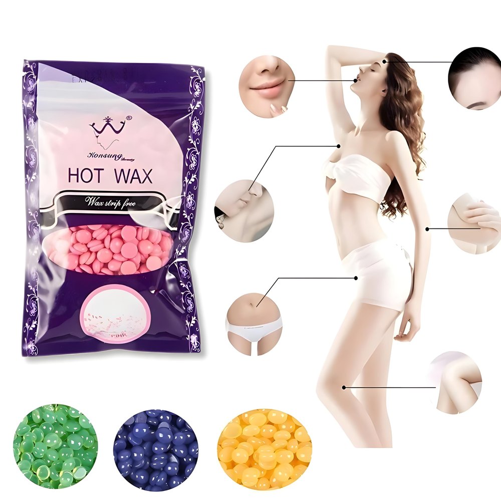 Massive Reckon Hard Wax Beans for Hair Removal Body Facial Hair Removal Wax Beads Large Refill Faux Pearl Beans for Women & Men Legs/Face/Underarm/Bikini - 100 Gm