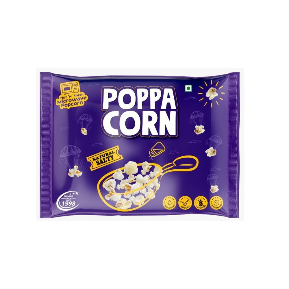 Poppacorn Microwave Instant Popcorn Hot 'N' Fresh Popcorn, Pouches 100Gms, Pack Of 3 Natural Salty
