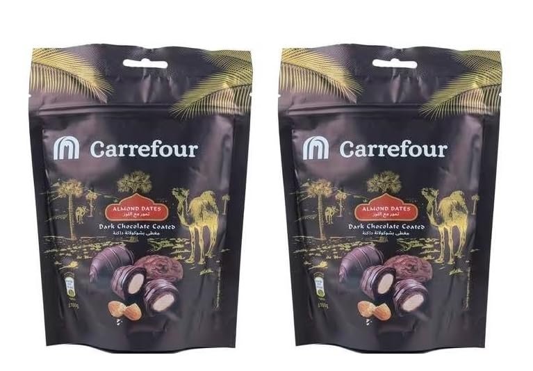 Carrefour Almond Date With Dark Chocolate Is Toasted Almond With Earthy And Balsamic Notes, Especially Highlighted, They Make A Unique Chocolate Coating 100gm (Pack Of 2)
