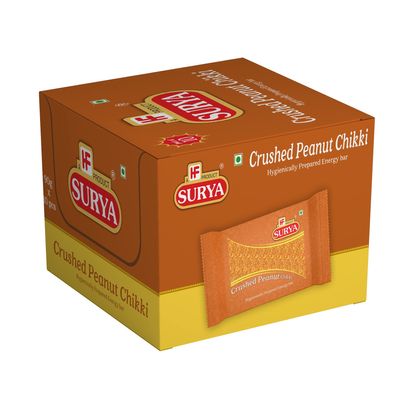 HF, SURYA 900gm Crushed Peanut Chikki (Pack of 10) (Total 90g x 10) |Crushed Phalli ki Chikki |Energy Bar |Nutritional Bars |Indian Sweet