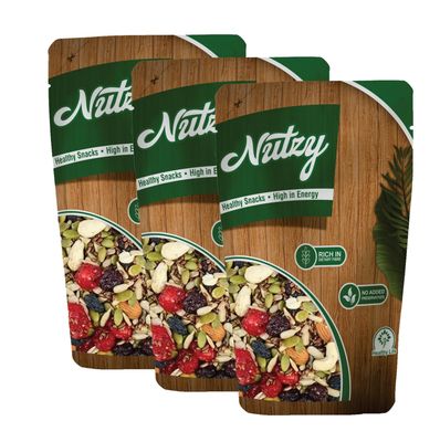 Nutzy Dried Fruits Nuts And Seeds (Dried Trail Mix/Breakfast, 600g (3x200g))