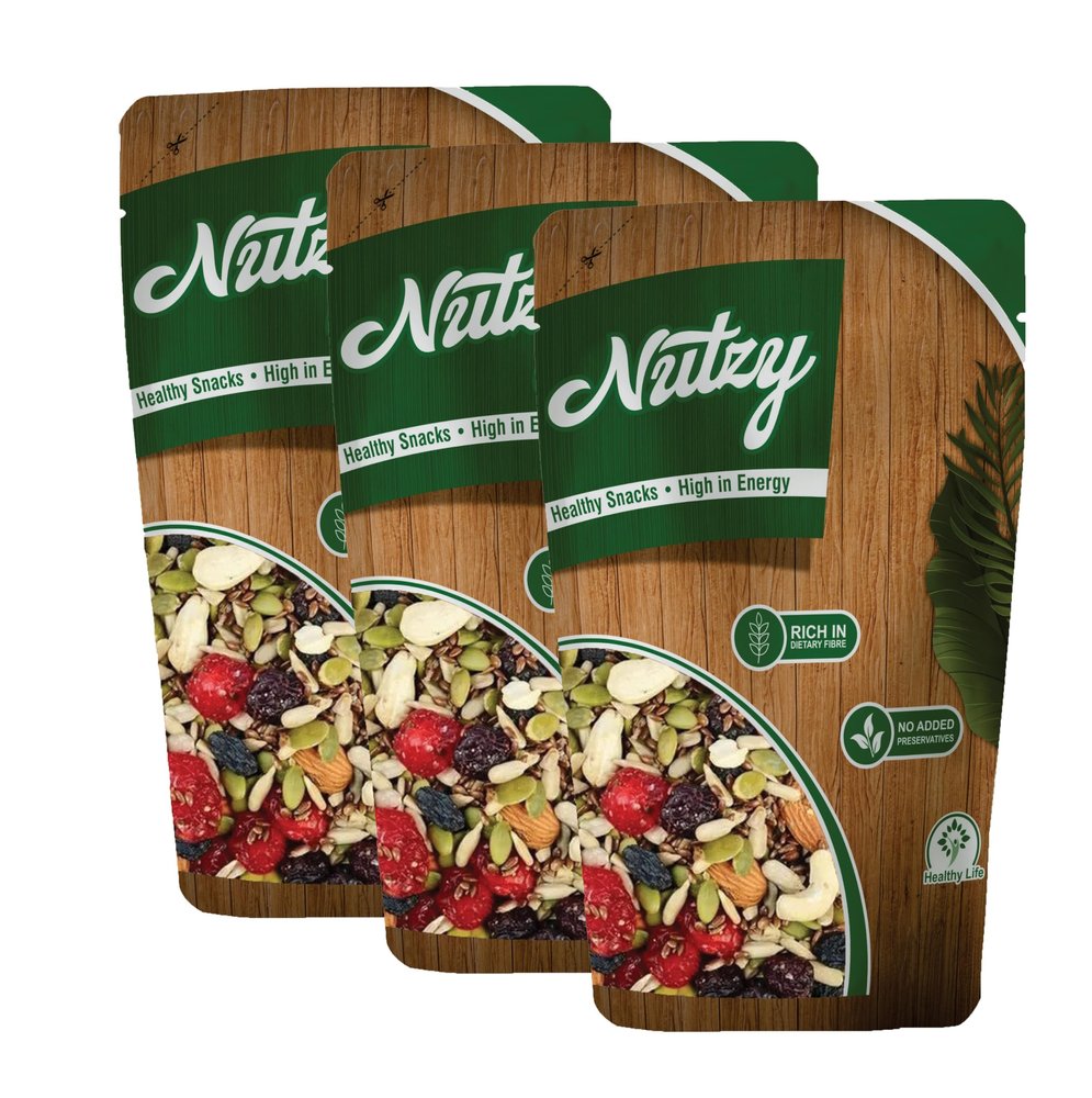 Nutzy Dried Fruits Nuts And Seeds (Dried Trail Mix/Breakfast, 600g (3x200g))