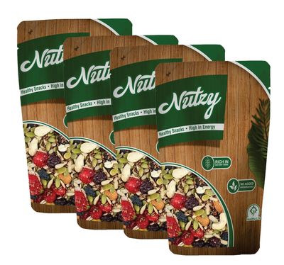 Nutzy Dried Fruits Nuts And Seeds (Dried Trail Mix/Breakfast, 800g (4x200g))