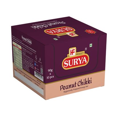 HF, SURYA 90gm Peanut Chikki (Pack of 10) (Total 90g x 10) |Phalli Chikki |Healthy Energy Bar |Sengdana Chikki |Indian Sweet