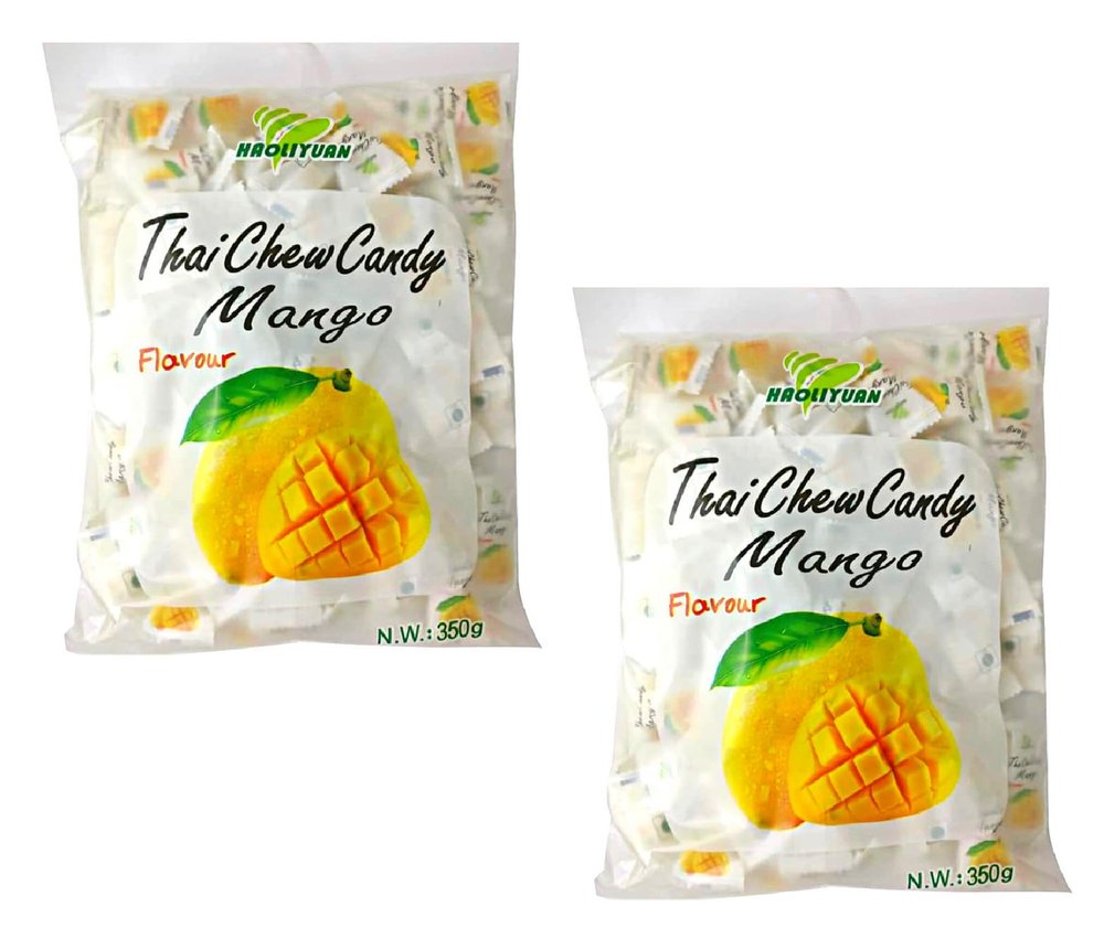 Fast Focus Haoliyuan Thai Chew Mango Flavored Candy Thailands Toffee (ALL Flavours) (Mango, Pack Of 2)