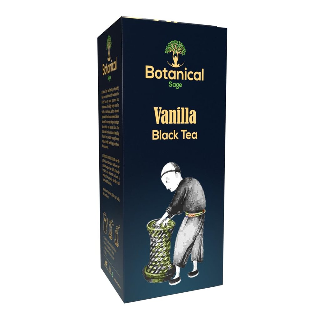 Botanical Sage- Vanilla Black Tea 30 Pyramid Teabags | Darjeeling Black Tea With Vanilla & Bluecorn Flower | Selelcted | Luxury Tea