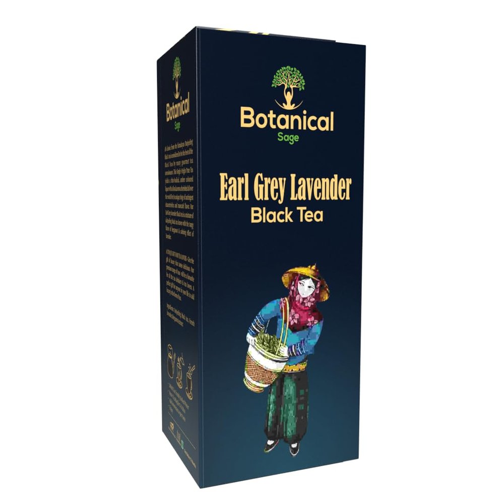 Botanical Sage- Earl Grey Lavender Black Tea 40 Pyramid Teabags | Darjeeling Black Tea With Lavender | Selelcted | Luxury Tea
