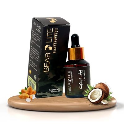 BeardLite Beard Growth Oil for Men | Natural Beard Oil with Coconut & Almond Oils | Non-Greasy, Lightweight & Fast-Absorbing | Promotes Thicker, Fuller & Stronger Beard Growth | Daily Grooming 30ml