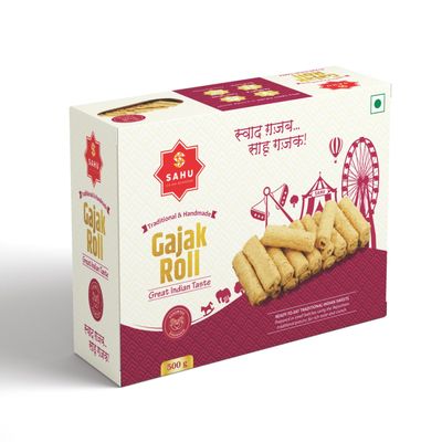 SAHU GAJAK BHANDAR Gazak Roll 500 Gram | Tilkut Gajjak | Gachak Sweets | Sesame Chikki | Made with Cow Ghee | No Added Preservatives & Colours