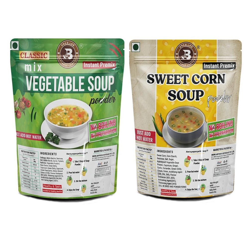 Brew Lab Combo Of Mix Veg & Sweet Corn Soup Powder Mix Just Add Hot Water Instant Premix-50gm X 2(Pack of 2, 100 g)