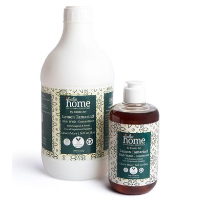 Rustic Art Home Lemon Tamarind Dish Wash Concentrate With Soapnut & Neem | Converts To 3+11 Litres Liquid | Natural & Toxin Free | | (300G + 1100G)