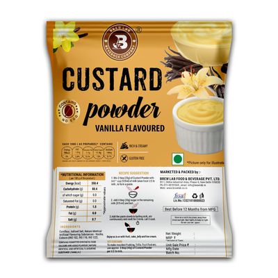 Brew Lab Custard Powder Mix Vaniila Flavor | Helps To Make Flavorful Dessert | Smooth Texture 1 kg