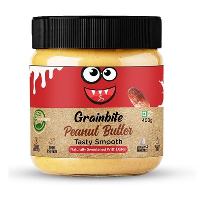 Grainbite I Tasty Peanut Butter I Smooth I Naturally Sweetened with Dates I 400 gm