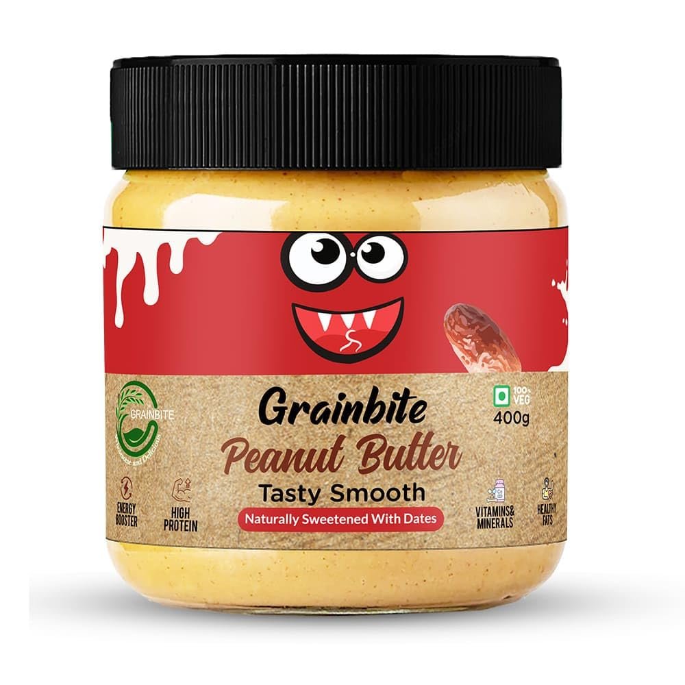 Grainbite I Tasty Peanut Butter I Smooth I Naturally Sweetened with Dates I 400 gm