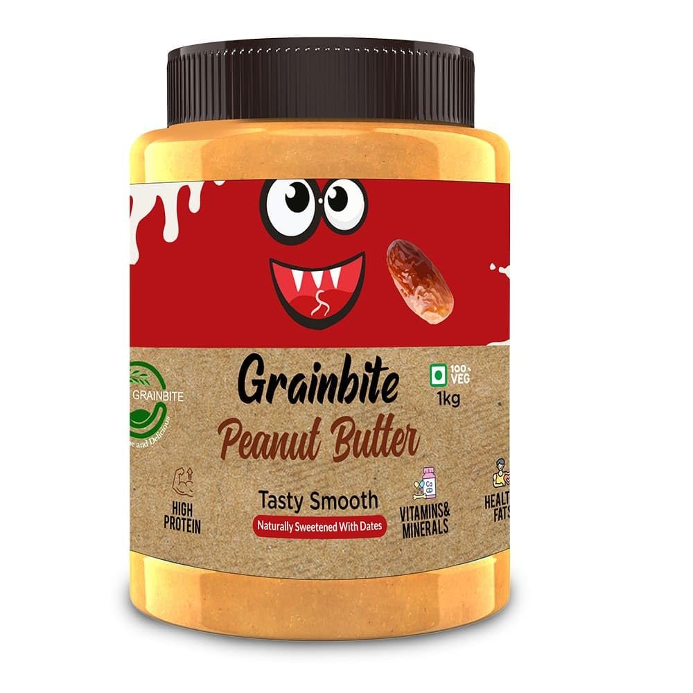 Grainbite I Tasty Peanut Butter I Smooth I Naturally Sweetened with Dates I 1000 gm