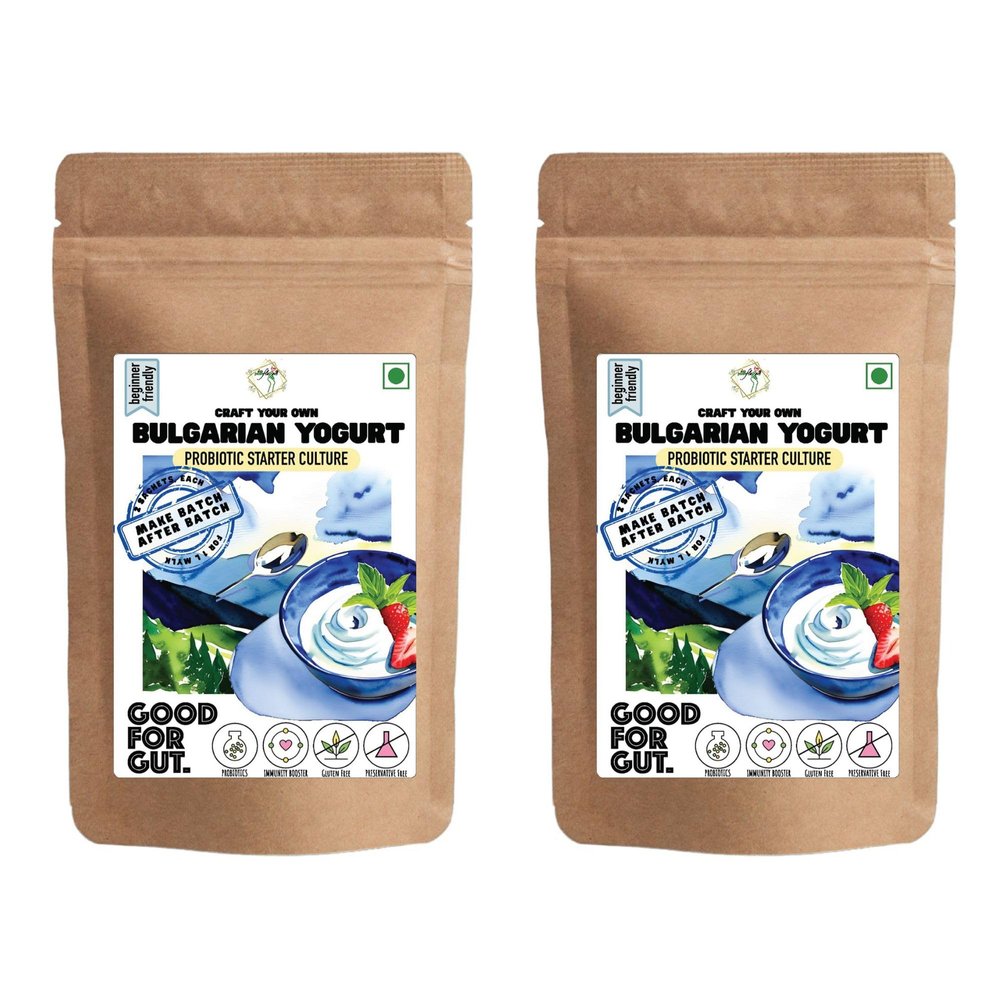 Alla's Posh Flavors Bulgarian Yogurt Starter | Non-GMO | 100% Veg | Make Bulgarian Yogurt at Home Easily | Pack of 2