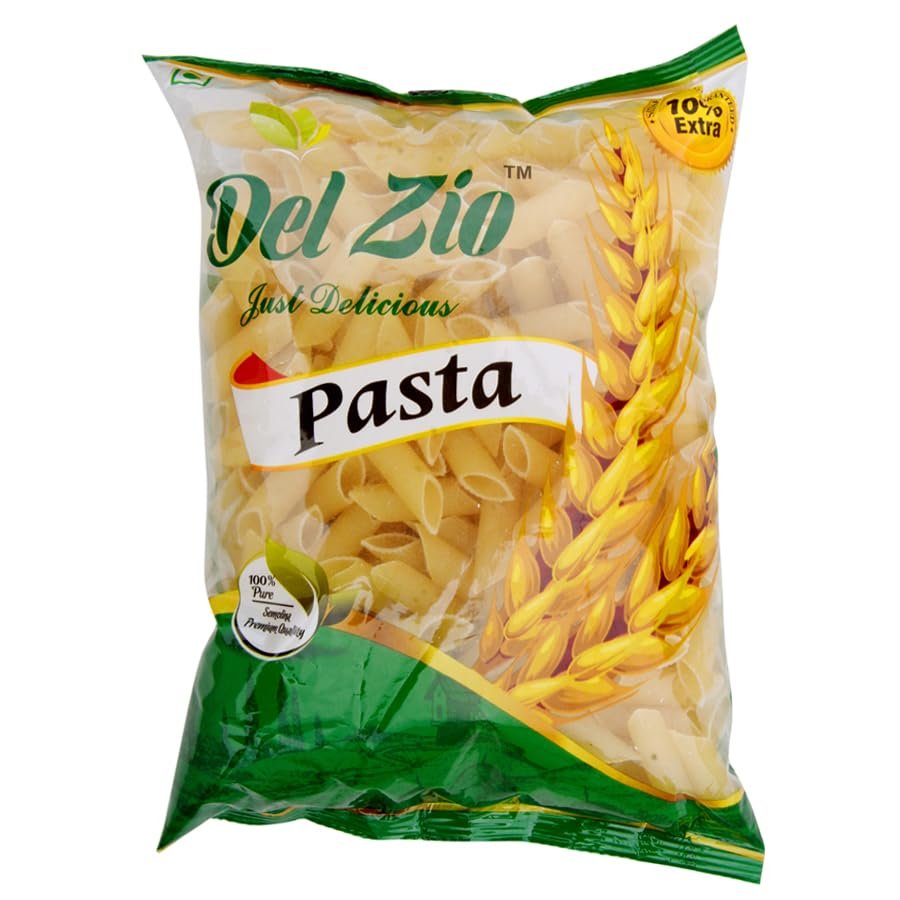 Del Zio Penne Pasta Durum Wheat Semolina Macroni, No Maida, High Protein Fiber, High Protein and Fiber, Healthy, Vegetarian, Natural Ingredients (400gm - Pack of 1)