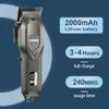WMARK NG-119 Professional Zero Gap Hair Trimmer Digital Display Self Sharpening Blade 7000 RPM Magnetic Motor USB Charging 4 Guide Comb Runtime 240 Min 2000 Mah Li-Ion Battery, Silver,Men view 4