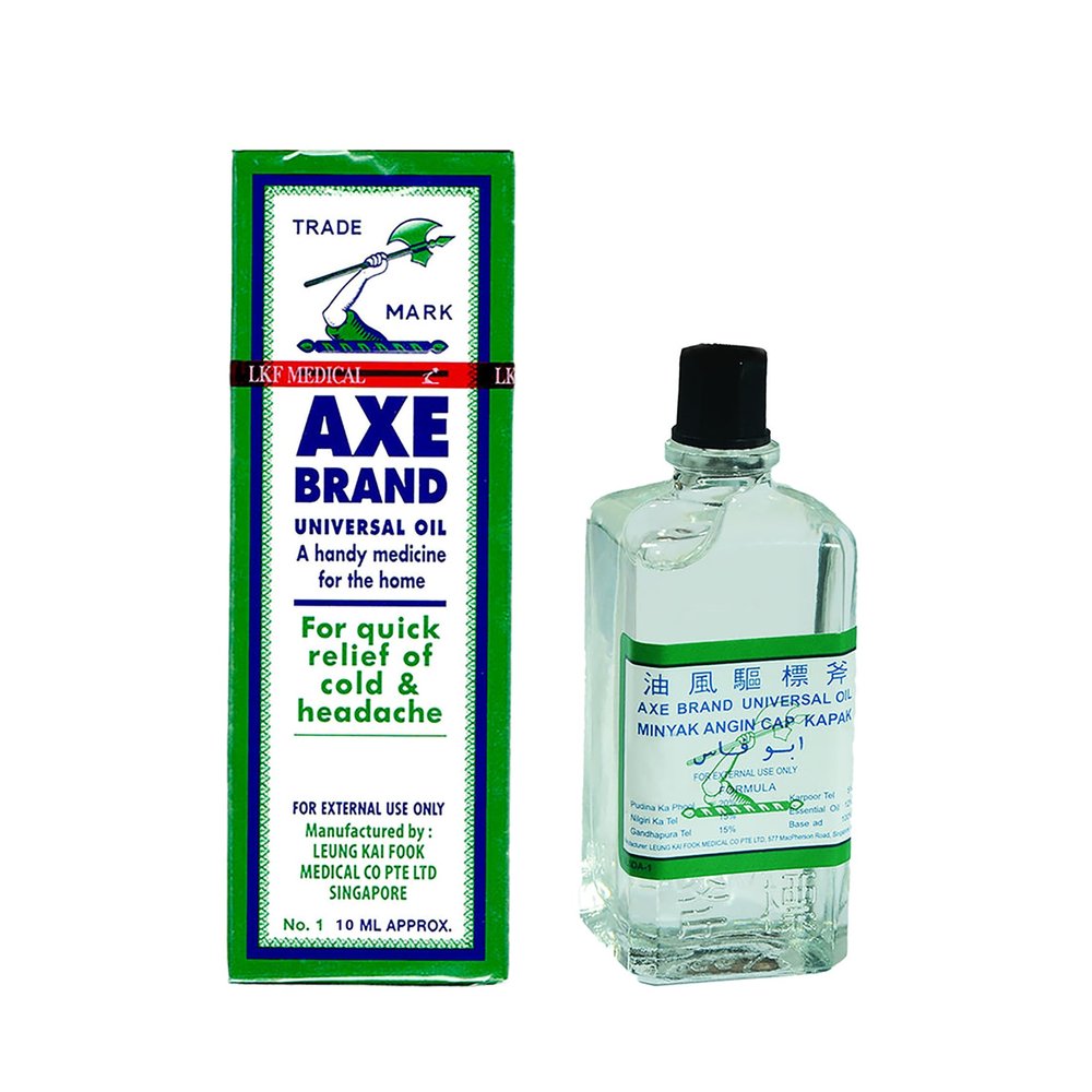 AXE BRAND UNIVERSAL Oil 10ML For Relief of Cold, Headache, Blocked Nose, Insect Bite & Muscular Pain (Pack Of 2)(Original from Singapore)