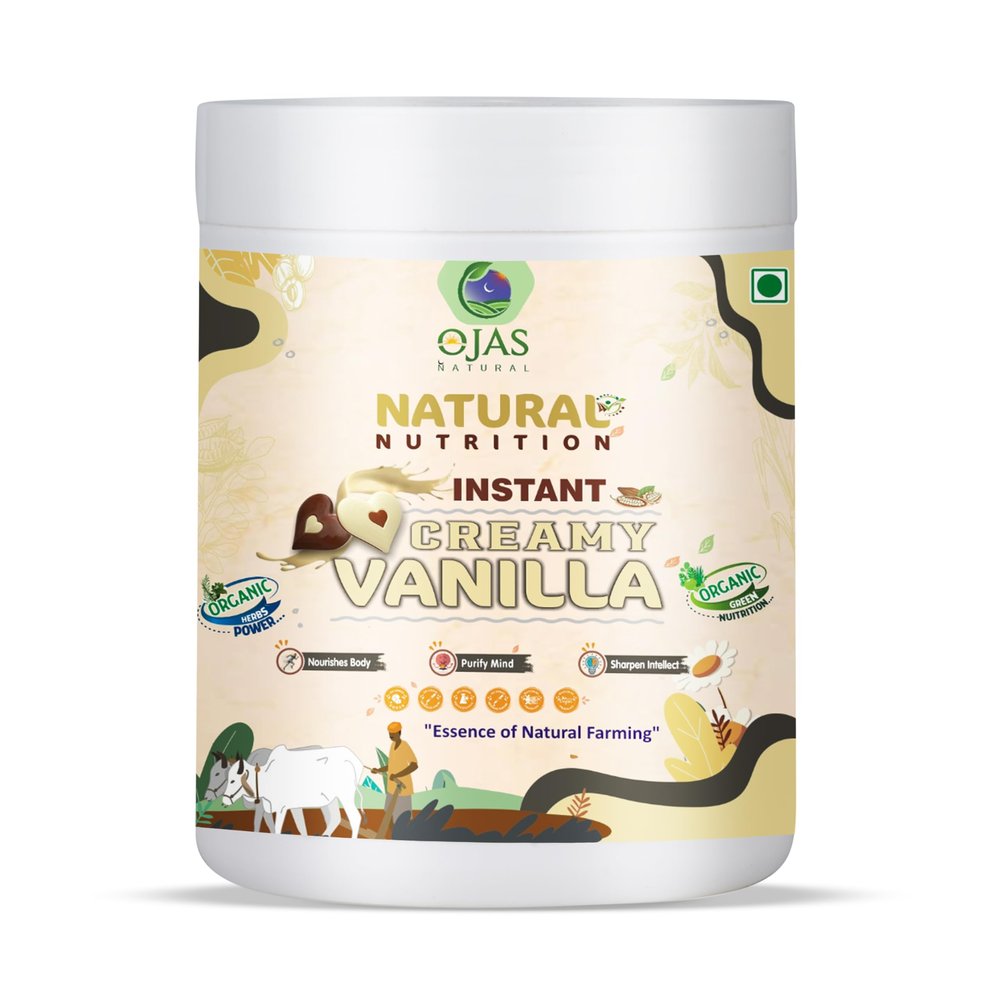OJAVEDA Instant Creamy Vanilla Milk Mix | Smooth & Delicious Vanilla Beverage with Green Nutrition | Quick & Easy Drink for Kids & Adults | Anytime Enjoyment | 100g Pack