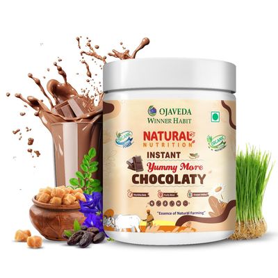 OJAVEDA by OJAS NATURALS Instant Chocolaty More Milk Mix Enriched With Green Nutrition Rich and Creamy Chocolate Beverage for Quick Enjoyment Anytime (100 GM)