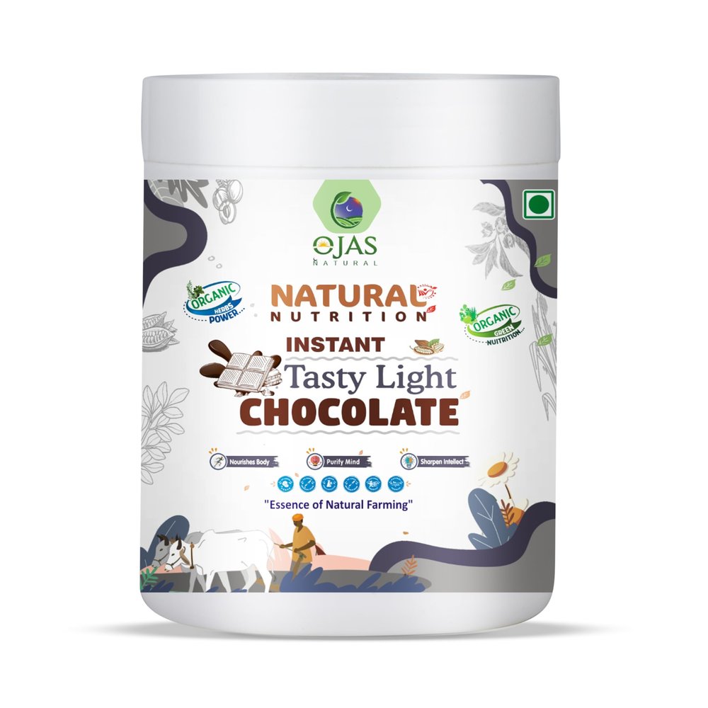 OJAVEDA by OJAS NATURALS Instant Light Chocolate Milk Mix Enriched With Green Nutrition Rich and Creamy Chocolate Beverage for Quick Enjoyment Anytime (250 GM)