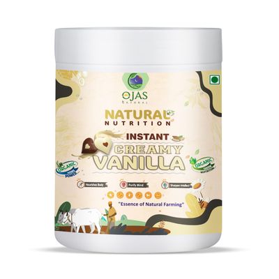 OJAVEDA by OJAS NATURALS Instant Creamy Vanilla Milk Mix Enriched With Green Nutrition Rich and Creamy Chocolate Beverage for Quick Enjoyment Anytime (250 GM)
