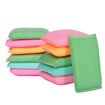 Homeistic Applience Non-Scratch/Non-Stick Utensil Scrubber Pad, Multi-Use Foam Pad Sponge Scourer for Dishes, Pans, Kitchens, Bathroom, and Tough Cleaning All Type Washing (Multicolors, Set of 12)