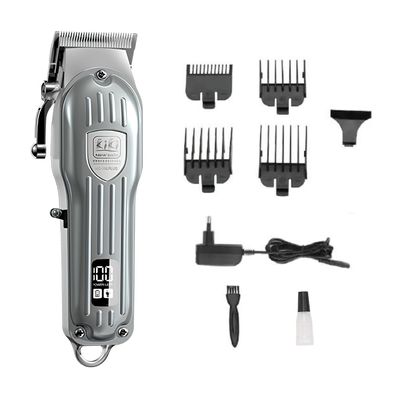 KIKI NEW GAIN NG-116 PLUS Salon Series Professional Cordless Hair Clipper Digital Display 6500 RPM Powerful rotary Motor High Carbon steel 4 Guide Comb Taper Lever Adjustment Runtime: 240 min, Silver