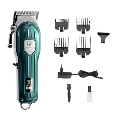 KIKI NEW GAIN NG-116 PLUS Salon Series Professional Cordless Hair Clipper Digital Display 6500 RPM Powerful rotary Motor High Carbon steel 4 Guide Comb Taper Lever Adjustment Runtime: 240 min, Green