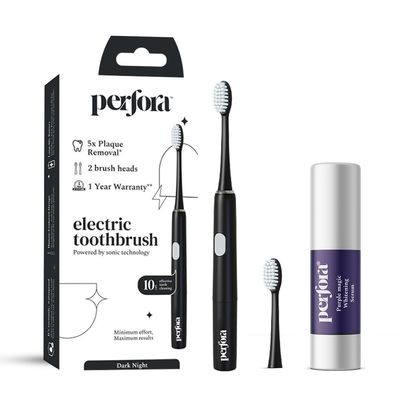 Perfora Teeth Whitening Care|Dark Night Electric Toothbrush|Purple Magic Whitening Serum Toothpaste|Purple Toothpaste For Teeth Whitening|Sls Free & No Artificial Sweetener|Pack Of 2 - Adult