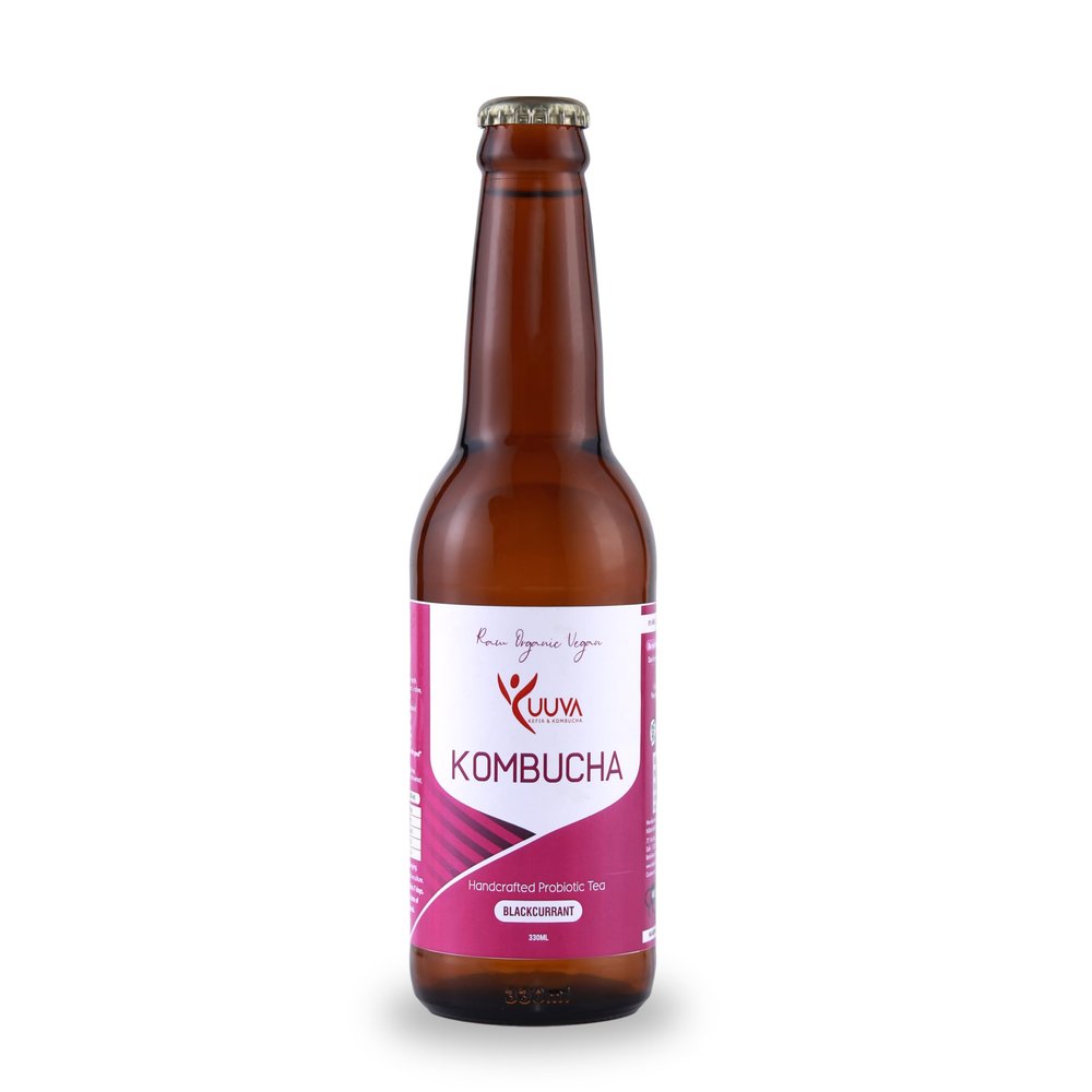 YUUVA Tea Based Beverage Kombucha Black Currant Flavour Natural Ingredients Refreshing Traditional Beverage (Pack of 5)