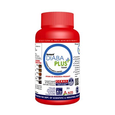 Deemark Diabaplus Tablet | 100% Ayurvedic Diabetes Tablets | Potentially Regulates Blood Sugar Levels | Supports Insulin Resistance, for Men & Women | 90 Tablet