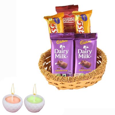 SFU E Com Milky Cabdury With Classic Nestle Chocolate| Diwali Chocolate Gift | Premium Diwali Concreate Diya with Chocolate Hamper | Chocolate Gift Hamper | 1206