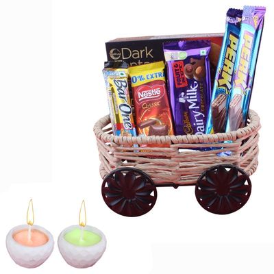 SFU E Com Delicious Friut & Nut With Rich Choco Fills| Diwali Chocolate Gift | Premium Diwali Concreate Diya with Chocolate Hamper | Chocolate Gift Hamper | 1482